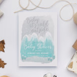 Convites Chá de fraldas azul das Montanhas da Neve Fria Ext<br><div class="desc">Personalize este Bebê Bonito,  Frio Fora do Chá de fraldas,  com uma ilustração original desenhada à mão de montanhas bonitinhas e simples de neve em cores azuis turquesas com copas de neve e poucas árvores de inverno. Este design é definido como um modelo para sua fácil personalização on-line.</div>