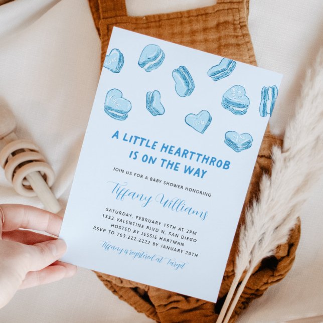 Convites Chá de fraldas Azul dia de os namorados (Criador carregado)