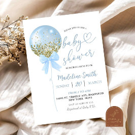 Convites Chá de fraldas azul do balão Arco Coquette