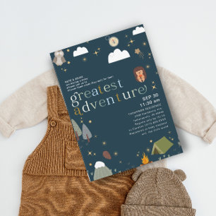 Convites Chá de fraldas Azul do Marinho Maior Adventure Boy
