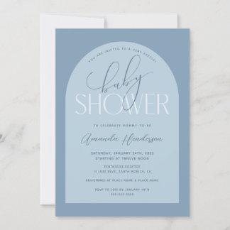 Convites Chá de fraldas Azul Dusty