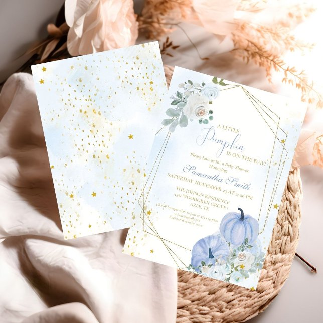 Convites Chá de fraldas Azul-Elegante (Criador carregado)