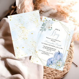 Convites Chá de fraldas Azul-Elegante