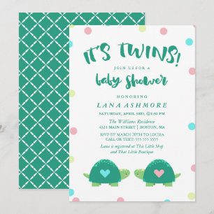 Convites Chá de fraldas azul gêmeo dos gêmeos do rosa da