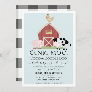 Convites Chá de fraldas Azul Gingham - Garoto