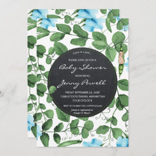 Convites chá de fraldas azul, peia, na cápsula