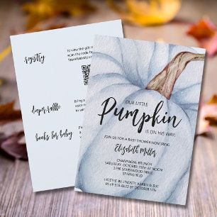 Convites Chá de fraldas Azul Pumpkin Menino Em Um Único