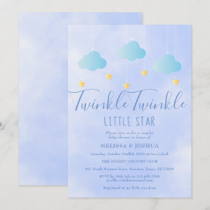 Convites Chá de fraldas Azul Twinkle Twinkle Little Star B