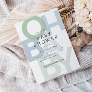 Convites Chá de fraldas Azul Verde Cheio