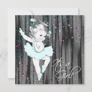 Convites Chá de fraldas Azul Vintage