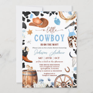 Convites Chá de fraldas Azul Wild West CowBoy
