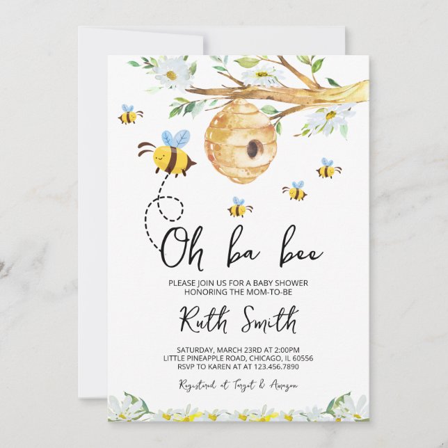 Convites Chá de fraldas BaBee (Frente)