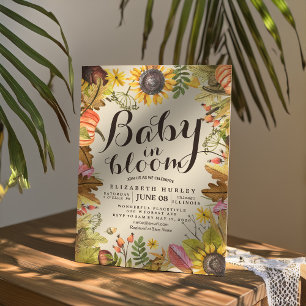 Convites Chá de fraldas Baby in Bloom Maple Pumpkin Sunflo