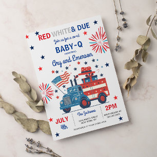 Convites Chá de fraldas Baby-Q de 4 de julho CHURRASCO de j
