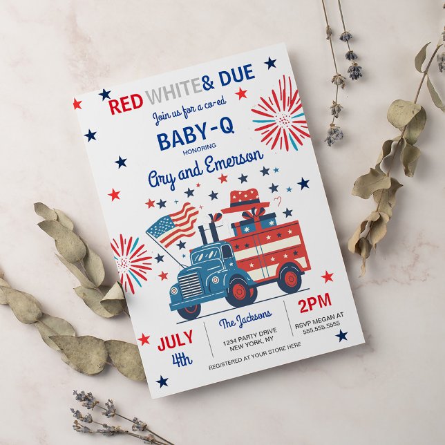 Convites Chá de fraldas Baby-Q de 4 de julho CHURRASCO de j (Criador carregado)