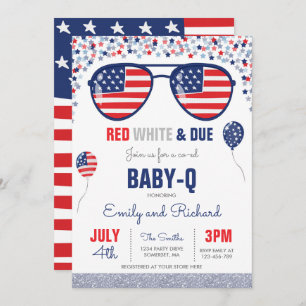 Convites Chá de fraldas Baby-Q de 4 de julho CHURRASCO de j