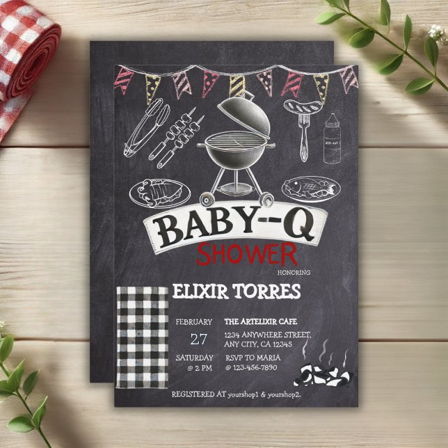 Convites Chá de fraldas Baby-Q Grill Chalkboard (Criador carregado)