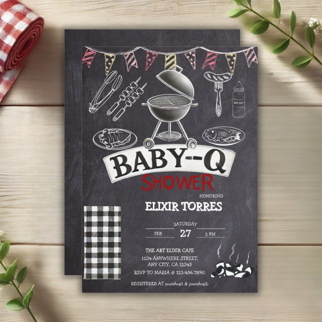 Convites Chá de fraldas Baby-Q Grill Chalkboard (Criador carregado)