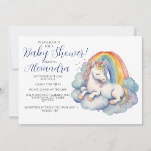 Convites Chá de fraldas Baby Unicorn Boy