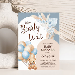 Convites Chá de fraldas Balão do Urso Azul
