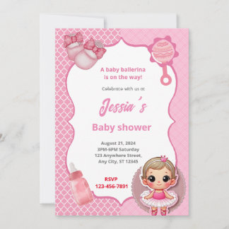 Convites Chá de fraldas Ballerina