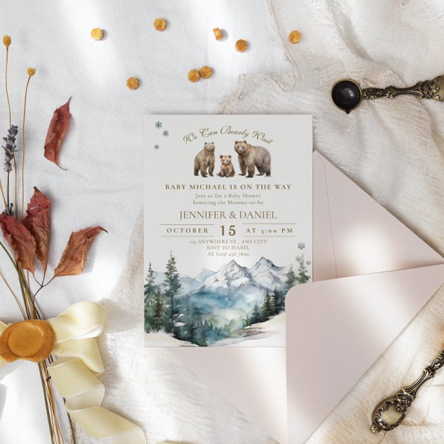 Convites Chá de fraldas Bear Adventure Winter Mounts (Criador carregado)