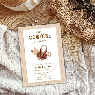 Convites Chá de fraldas Beige Boho Western Cactus Cowgirl