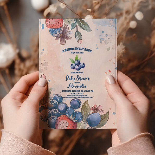 Convites Chá de fraldas Berry Sweet (Criador carregado)