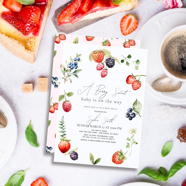 Convites Chá de fraldas Berry Sweet (Criador carregado)