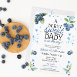 Convites Chá de fraldas Berry Sweet Blueberry<br><div class="desc">Este chá de fraldas de mirtilo é perfeito para celebrar a chegada de um "Bebê Berry Sweet". A design apresenta frágil mirtilos de aquarela, criando um sentimento charmoso e caprichoso. O convite é para impressionar seus convidados e dar o tom para uma celebração encantadora. Isto é muito popular para o...</div>