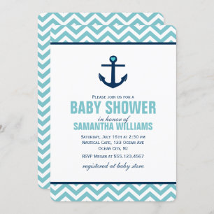 Convites Chá de fraldas Blue Anchor Boy