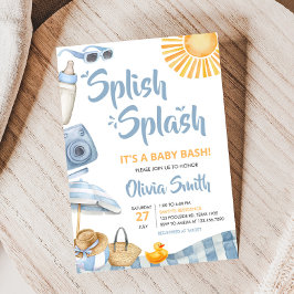 Convites Chá de fraldas Blue Beach Summer