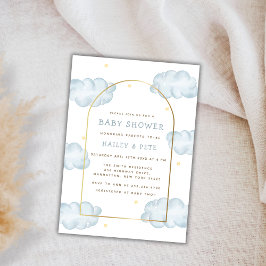 Convites Chá de fraldas Blue Boho Moon Star Cloud Arch Boy