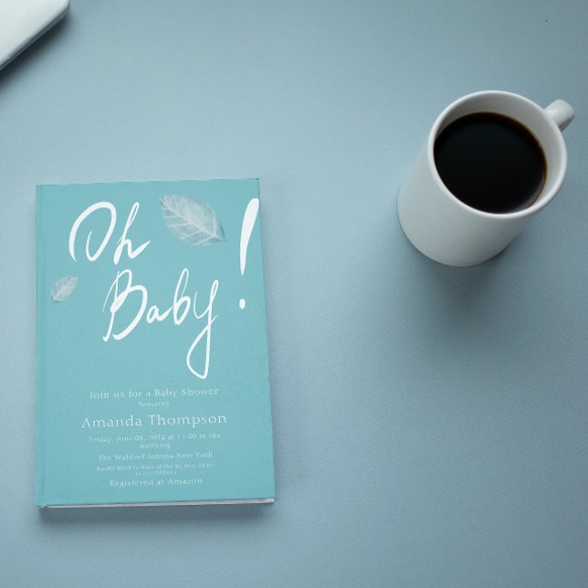 Convites Chá de fraldas Blue Boy manuscrito mínimo (Criador carregado)