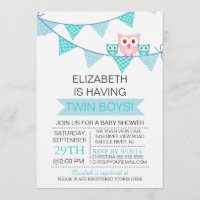 Chá de fraldas Blue Bunting Pennant Own TWIN Boys