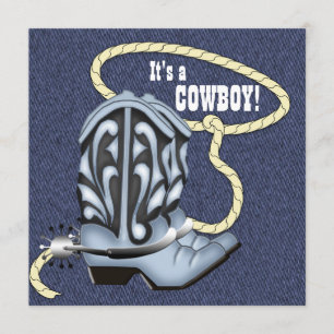 Convites Chá de fraldas Blue Denim Cowboy