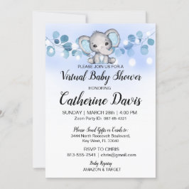 Convites Chá de fraldas BLUE ELEPHANT Menino Convidado