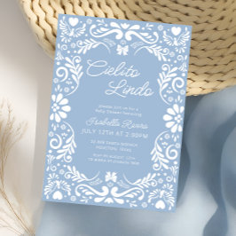 Convites Chá de fraldas Blue Papel Picado Mexicano