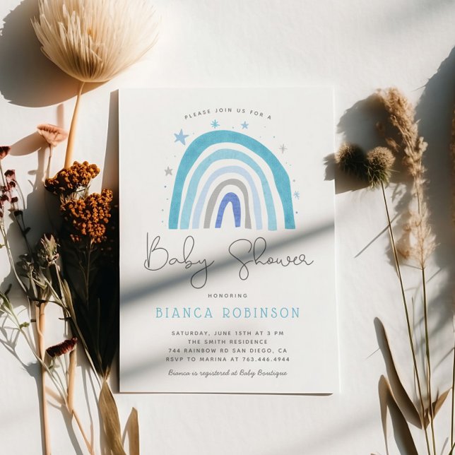 Convites Chá de fraldas Blue Rainbow Boy (Criador carregado)