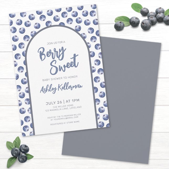 Convites Chá de fraldas Blueberry Berry Sweet (Berry Sweet Baby Shower Invitation)