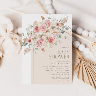 Convites Chá de fraldas Blush and White Floral Arch