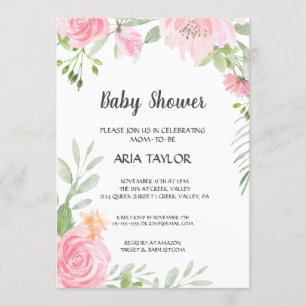 Convites Chá de fraldas Blush Peonies