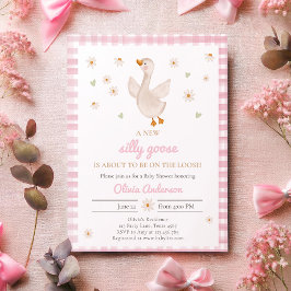 Convites Chá de fraldas bobo Daisy Gingham Girl do Primaver