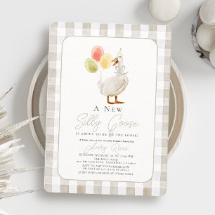 Convites Chá de fraldas Bobo Goose Beige Gingham