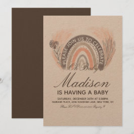 Convites Chá de fraldas Boêmiano do Rainbow Pampas Doodle