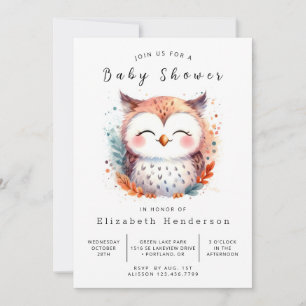 Convites Chá de fraldas Bohemian Classic Owl