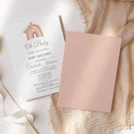 Convites Chá de fraldas Bohemian Floral Rainbow Pink Pastel