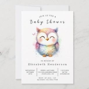 Convites Chá de fraldas Bohemian Graceful Owl