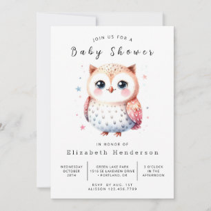 Convites Chá de fraldas Bohemian Whimsical Owl