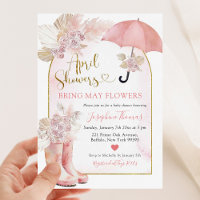 Chá de fraldas Boho Blush Pink Floral April Chá